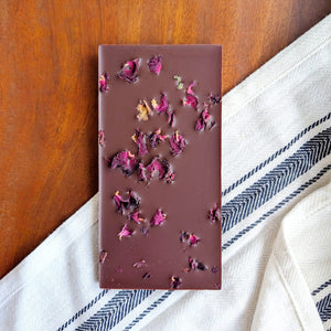 Madhu Chocolate - Back of Dark Rose Chocolate Bar